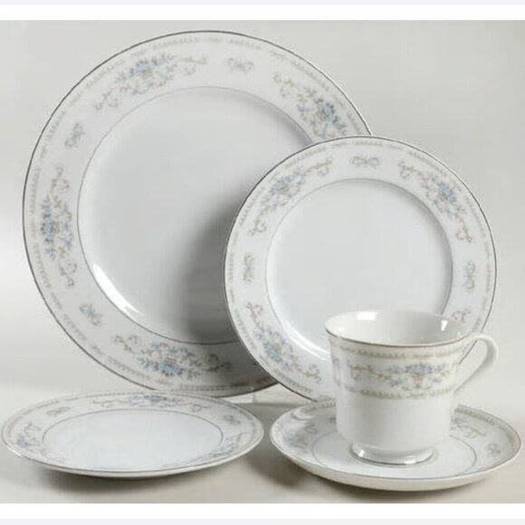 Diane by Fine China of Japan Blue Flower Scrolls - Saucers Set of 13 - Picture 10 of 10